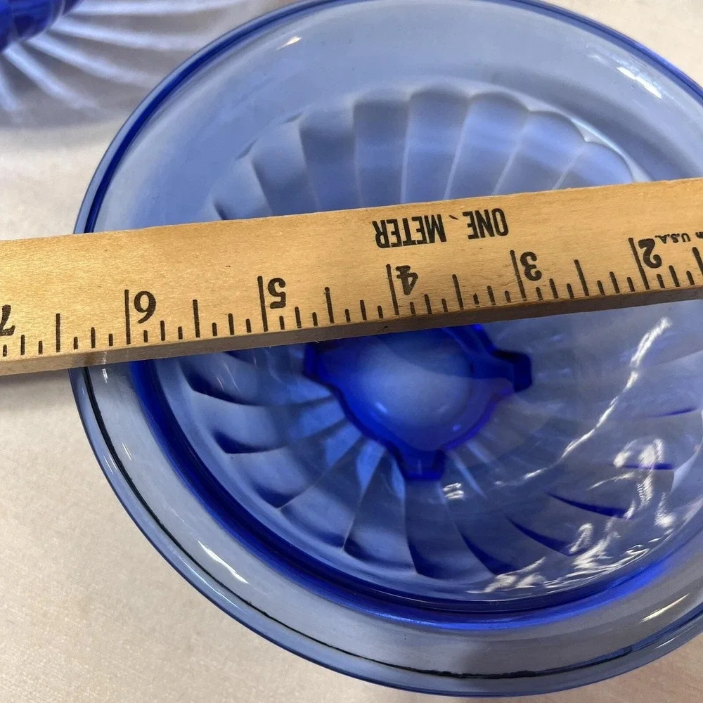 VTG Nest Of 4 Hazel Atlas PILLAR OPTIC Cobalt Blue Mixing Bowl Set